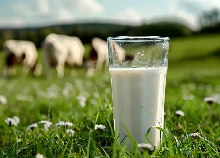 glass of fresh milk in the meadow0736 AdobeStock_752116228